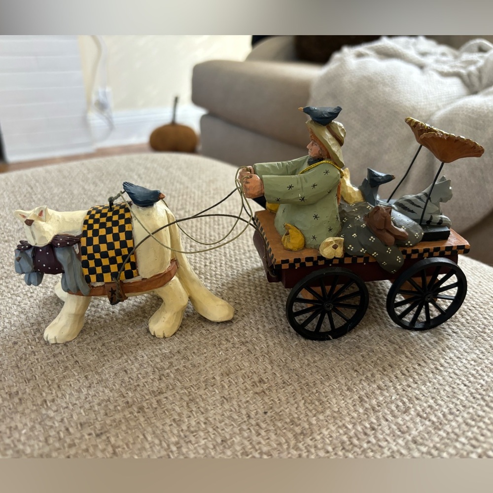 Williraye WW 2741 Cat  Pulling Wagon with Girl and Kittens